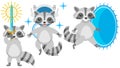 Animal Raccoons With A Sword In Hand, Astronaut In Helmet, Running Into The Portal Vector