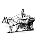 Indian bull cart sketch