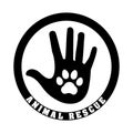 Animal rescue symbol, a human palm and an animal paw print