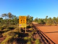 Animal Road sign in outback Australia Beware caution Royalty Free Stock Photo