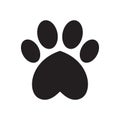 Animal`s dog`s paw print with heart Royalty Free Stock Photo