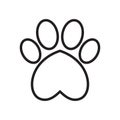 Animal`s dog`s paw print with heart Royalty Free Stock Photo