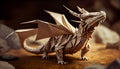 Animal sculpture reptile figurine paper craft design generated by AI