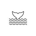 animal, sea, tail, whale line icon on white background