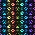 Animal seamless spectrum pattern of paw footprint