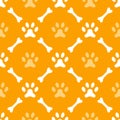 Animal seamless vector pattern of paw footprint Royalty Free Stock Photo
