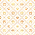 Animal seamless vector pattern of paw footprint, Royalty Free Stock Photo