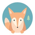 Animal set. Portrait in flat graphics. Fox Royalty Free Stock Photo