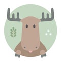 Animal set. Portrait in flat graphics. Moose