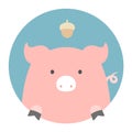 Animal set. Portrait in flat graphics - Pig Royalty Free Stock Photo