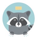 Animal set. Portrait in flat graphics - Raccoon