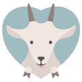 Animal set. Portrait of a goat in love in flat