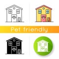 Animal shelter exterior sign icon. Stray cats and dogs house, homeless animals care place. Kitty and doggy welcome area