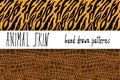 Animal skin hand drawn texture, Vector seamless pattern set, sketch drawing clocodile and tiger skin textures Royalty Free Stock Photo