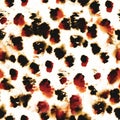 Animal Skin Paper. Multicolor Watercolor Repeat. Savannah Leopard Fabric. Brown Modern Spots. Animal Fur Seamless Print. Tropical Royalty Free Stock Photo
