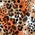 Animal skin seamless pattern. Ink brush stroke spots, blots, splatter Royalty Free Stock Photo