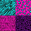 Animal skin seamless patterns in bright colors