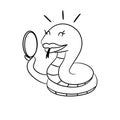 animal snake with mirror sketch flat icon vector