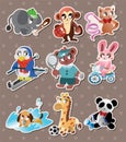 Animal sport player stickers Royalty Free Stock Photo