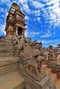 Animal statues protecting a temple in Bhaktapur, Nepal Royalty Free Stock Photo