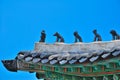 Animal statues on temple roof