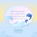 Cartoon Porpoise Dolphins with Text Frame Callout and Background