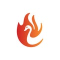 Animal swan fire flame modern logo
