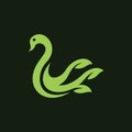 Animal swan leaf nature simple logo