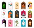 Animal tags vector illustration. Frames or label with animals for school isolated on white background