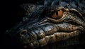 Animal teeth, reptile aggression, crocodile portrait, dangerous animal in nature generated by AI