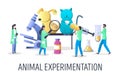 Animal experimentation vector concept for web banner, website page Royalty Free Stock Photo