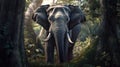 Animal. Thai elephant in the forest. Generative Ai