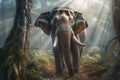 Animal. Thai elephant in the forest. Generative Ai