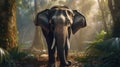 Animal. Thai elephant in the forest. Generative Ai