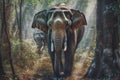 Animal. Thai elephant in the forest. Generative Ai
