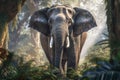 Animal. Thai elephant in the forest. Generative Ai