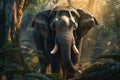 Animal. Thai elephant in the forest. Generative Ai