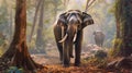 Animal. Thai elephants in the forest. Generative Ai