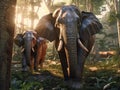 Animal. Thai elephants in the forest. Generative Ai