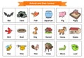 Animal and Their Homes Flash Cards. Printable flash card illustrating. - Flashcards for education