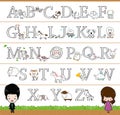 Animal Themed Alphabet A - Z Poster, coloring picture for kids