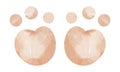 Watercolor footprints. Animal tracks. Royalty Free Stock Photo