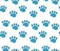 Animal tracks seamless pattern. Dog paws traces repeating texture, endless background. Vector illustration. Royalty Free Stock Photo