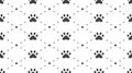 Animal tracks vector seamless pattern with flat icons. Black white color pet paw texture. Dog, cat footprint background Royalty Free Stock Photo