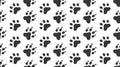 Animal tracks vector seamless pattern with flat icons. Black white color pet paw texture. Dog, cat footprint background Royalty Free Stock Photo