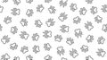 Animal tracks vector seamless pattern with flat line icons. Black white color pet paw texture. Dog, cat footprint Royalty Free Stock Photo
