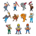 Animal Tradesman Mascot Cartoon Set
