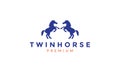Animal twin horse jumping silhouette logo vector icon illustration design Royalty Free Stock Photo