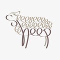 Animal typography, animal calligraphy, animal logo, animal logotype. Sheep typography, sheep calligraphy, sheep logo.