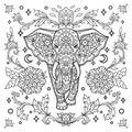 Animal Vector illustration. Adult or kids coloring book page in Zen boho style. Antistress Royalty Free Stock Photo